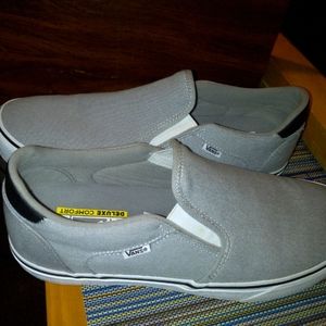 VANS deluxe comfort ortholite mens size 13 Grey and white slip on shoes